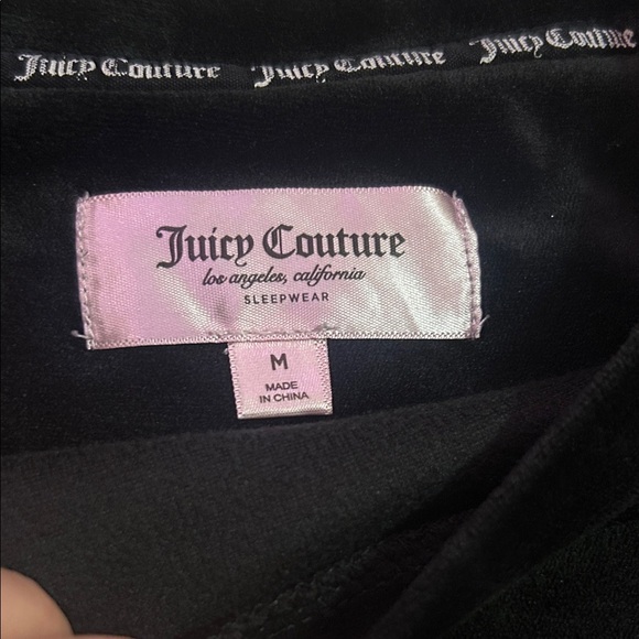 Juicy Couture Rhinestone Black Velour Velvet Soft Longsleeve Top - Picture 3 of 3